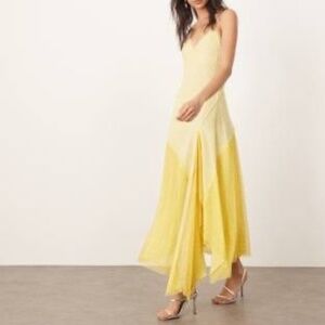 ARRANGE embellished ombre cut about maxi slip dress in yellow